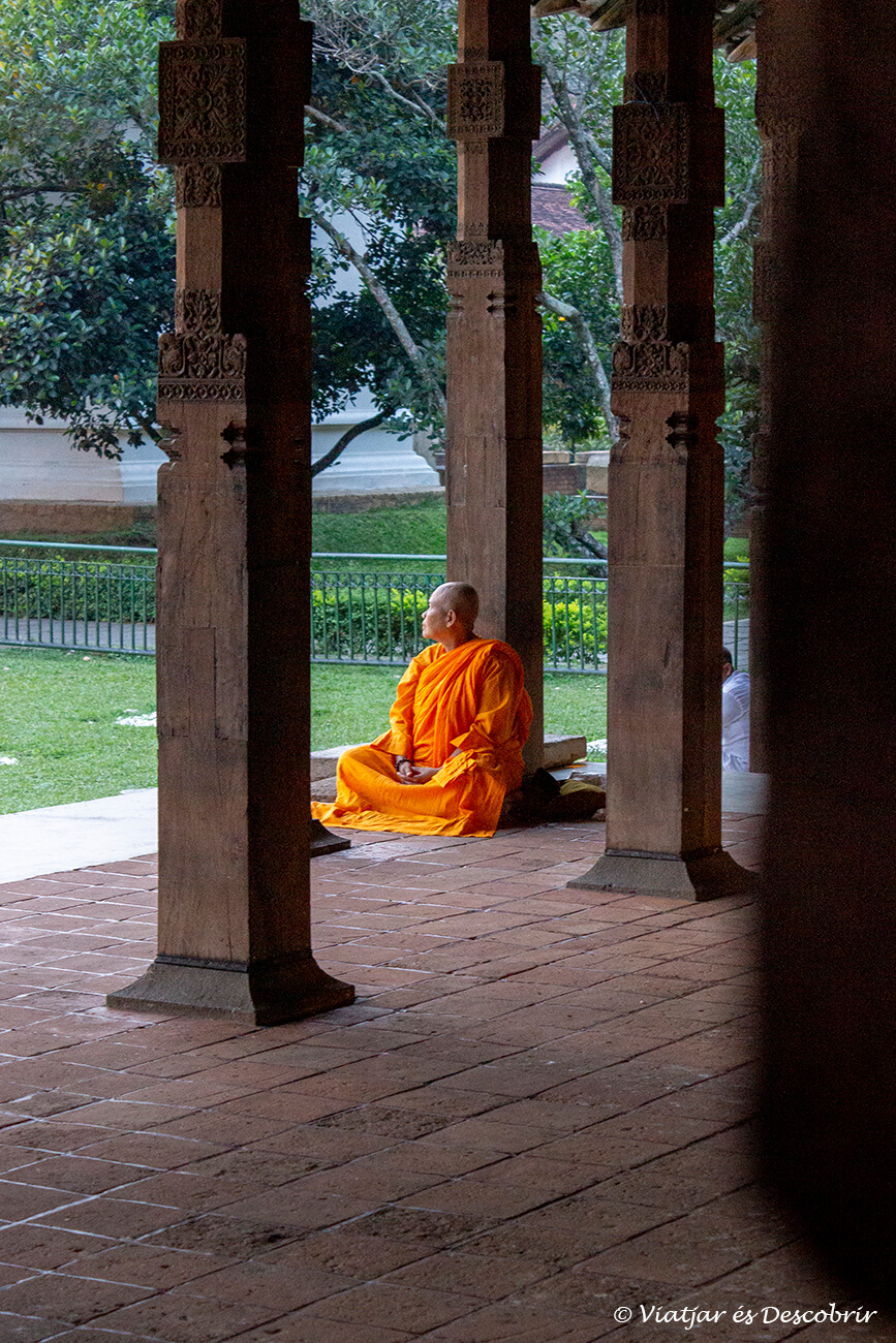 monjo mitjançant els afores del temple de la dent de budera