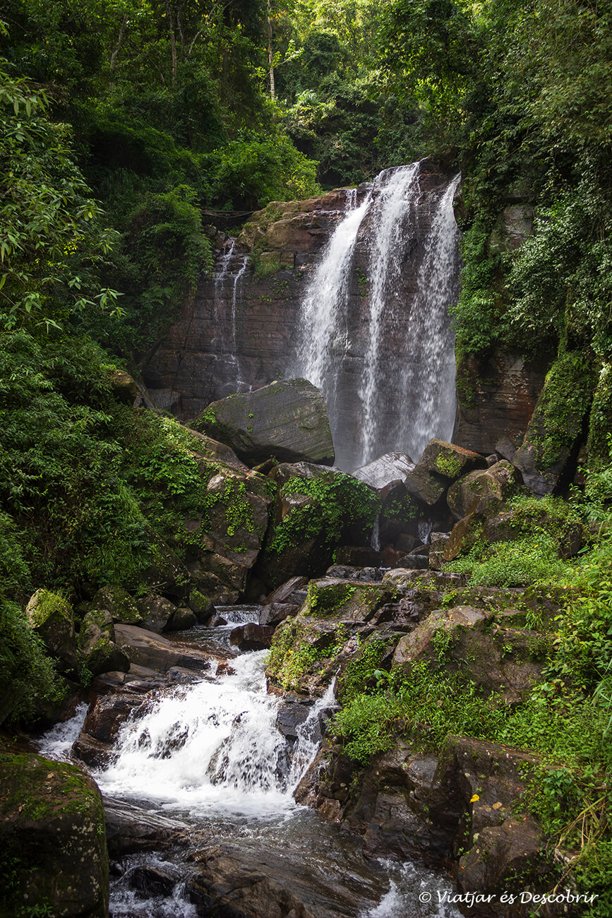 cascada doble a les terres altes que envolten Nuwara Eliya