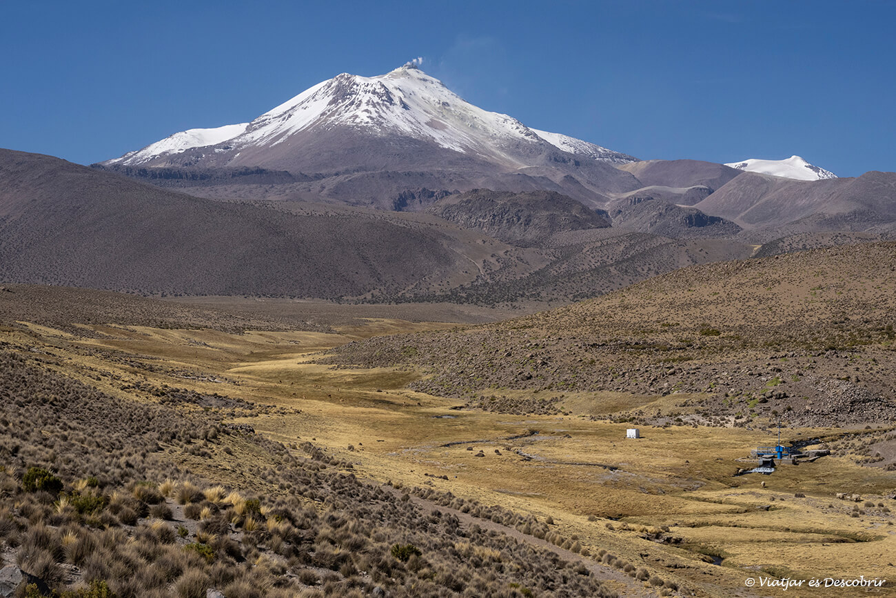 volcà actiu al nord de Xile al visitar el Parc Nacional Lauca