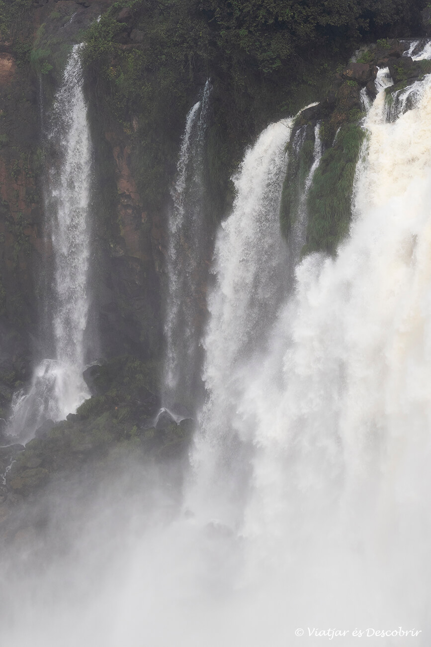 detalls de la quantitat d'aigua que cau per les cascades de l'iguaçú