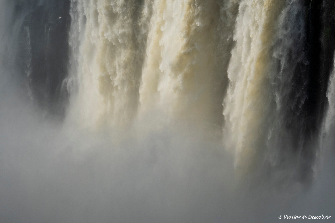detalls de la caigua d'aigua en una visita per lliure a les cascades de l'iguaçu